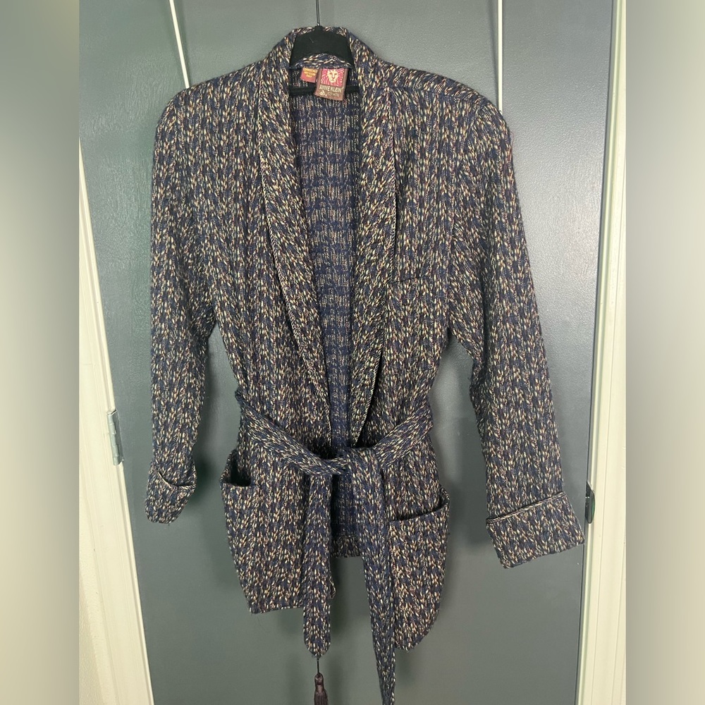 Anne Klein vintage wool purple blazer/ wrap sweater jacket